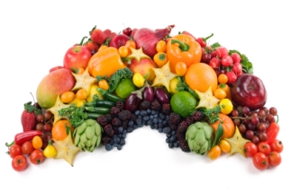 An edible rainbow of nummy fruits and vegetables